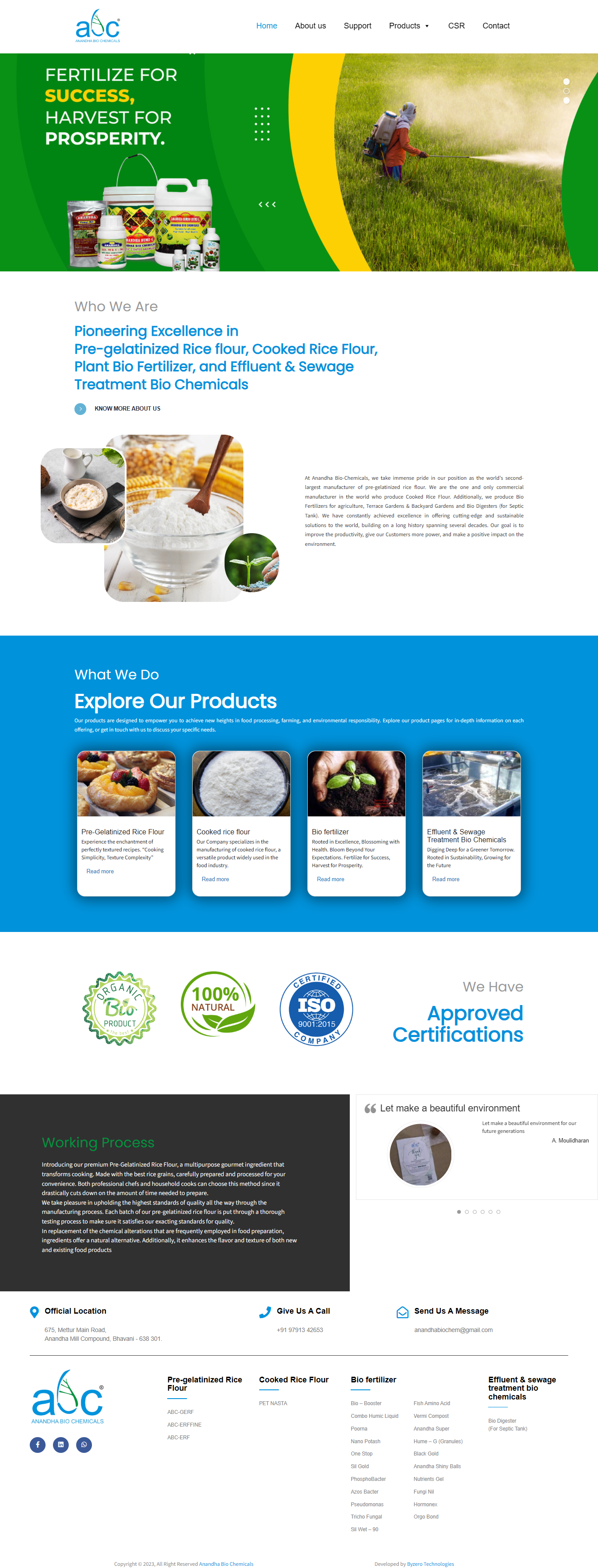 Anandha Bio Chemicals website hero